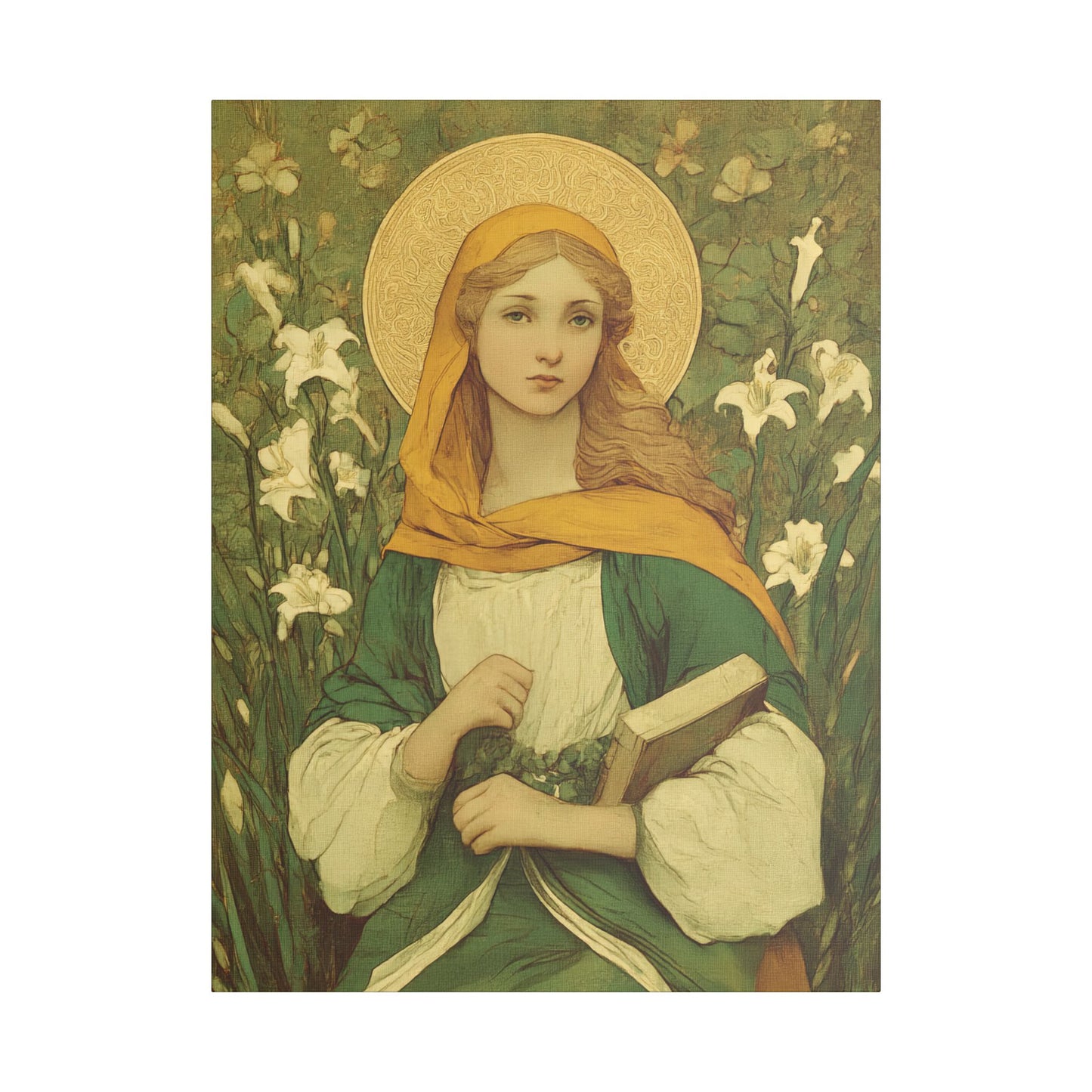 Saint Dymphna - Museum Wrapped Canvas - Sanctified Souls Print - Religious Art for your Home