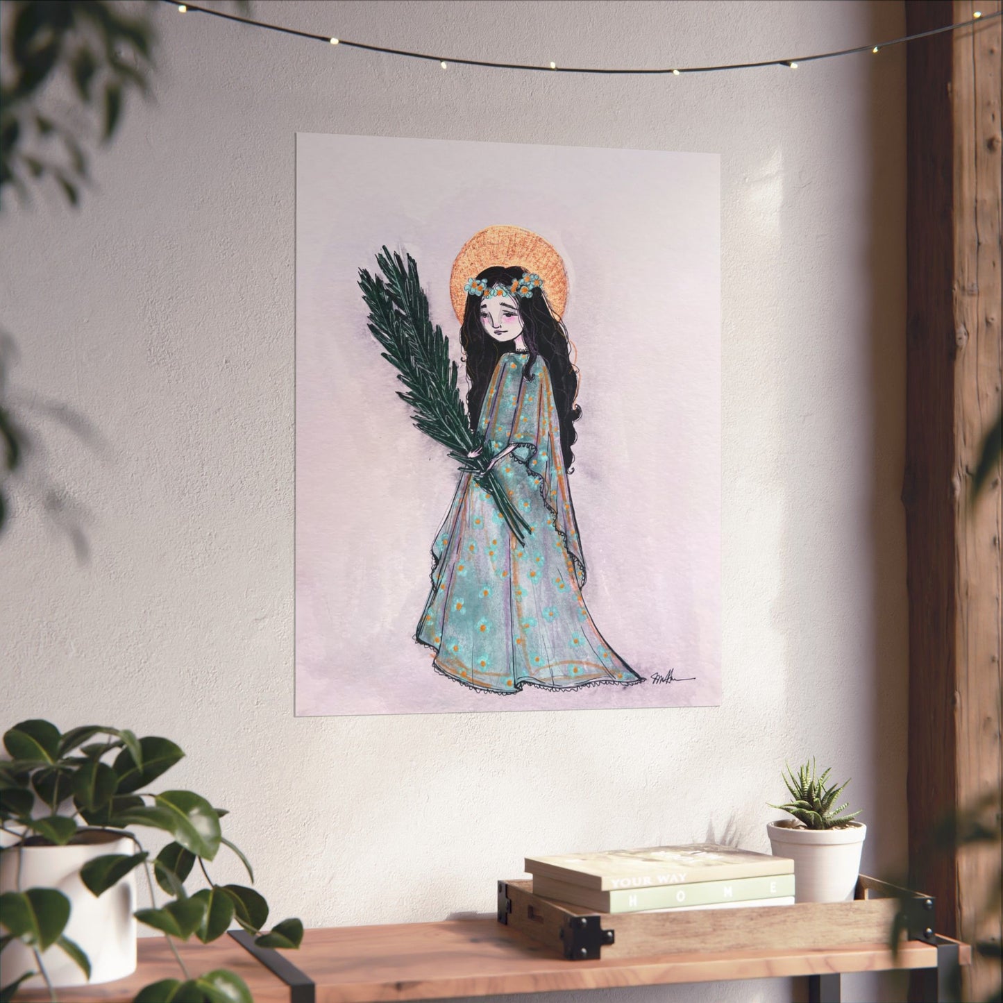 Saint Faith Matte Poster - Hand-Drawn Art - Catholic Print | Faith Hope and Charity Devotional Wall Art | Christian Religious Poster