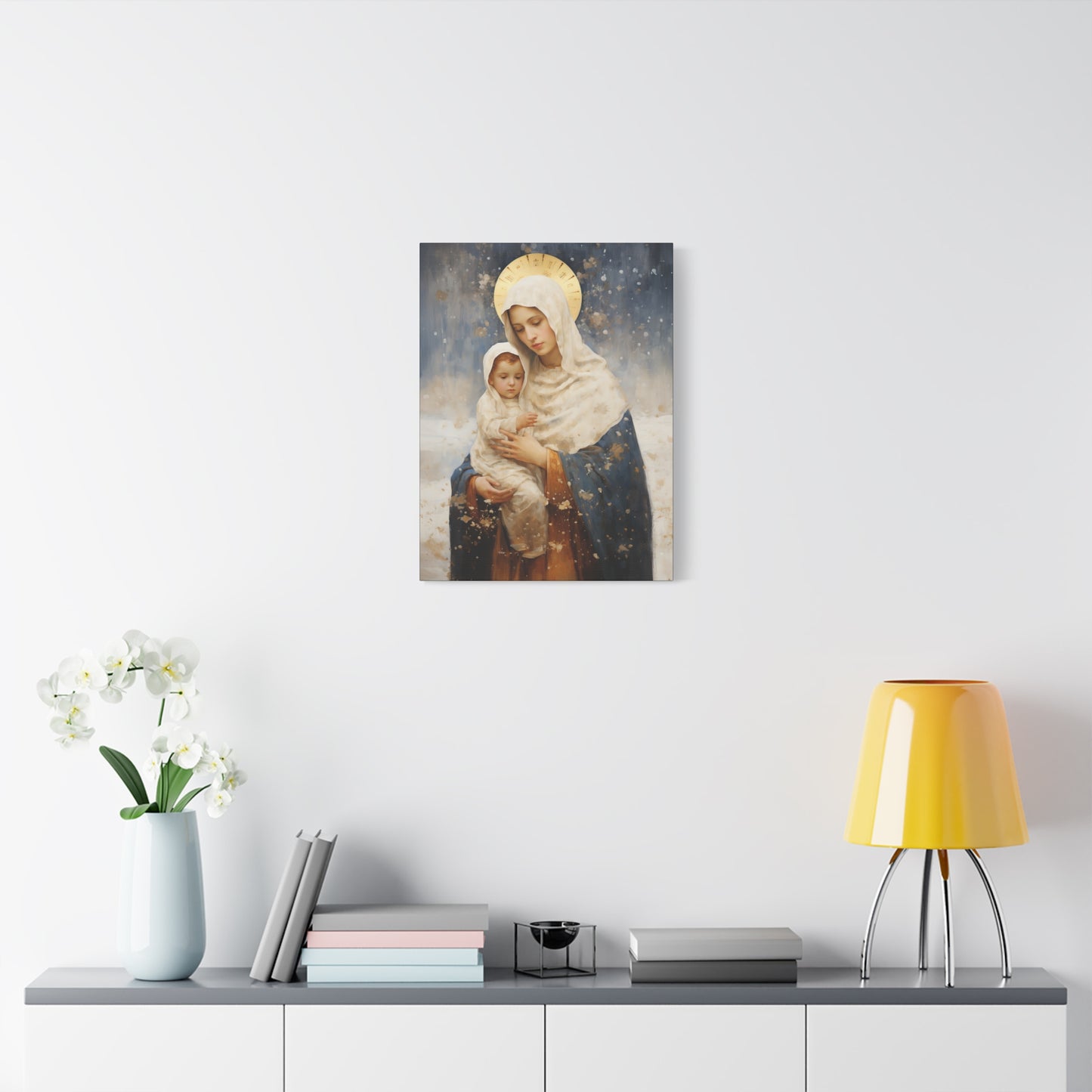Winter's Grace : Our Lady of the Snows Canvas Print - Multiple Sizes - Catholic Home art - Gallery Wrapped Canvas - Sanctified Souls Print