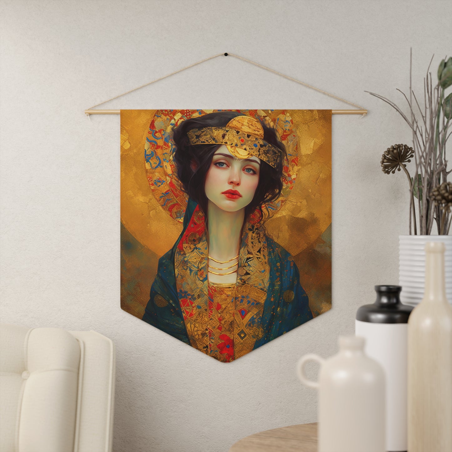 Saint Helena Wall Banner / Wall Hanging - Prayer room art - Catholic Home Art - Large Saint Art - 18" x 21"
