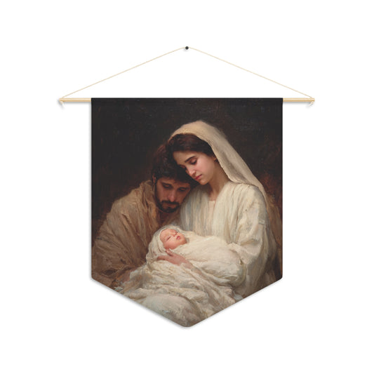 The Quiet Kingdom of the Holy Family - Wall Banner / Wall Hanging - Christian Art - Prayer room - 18" x 21"