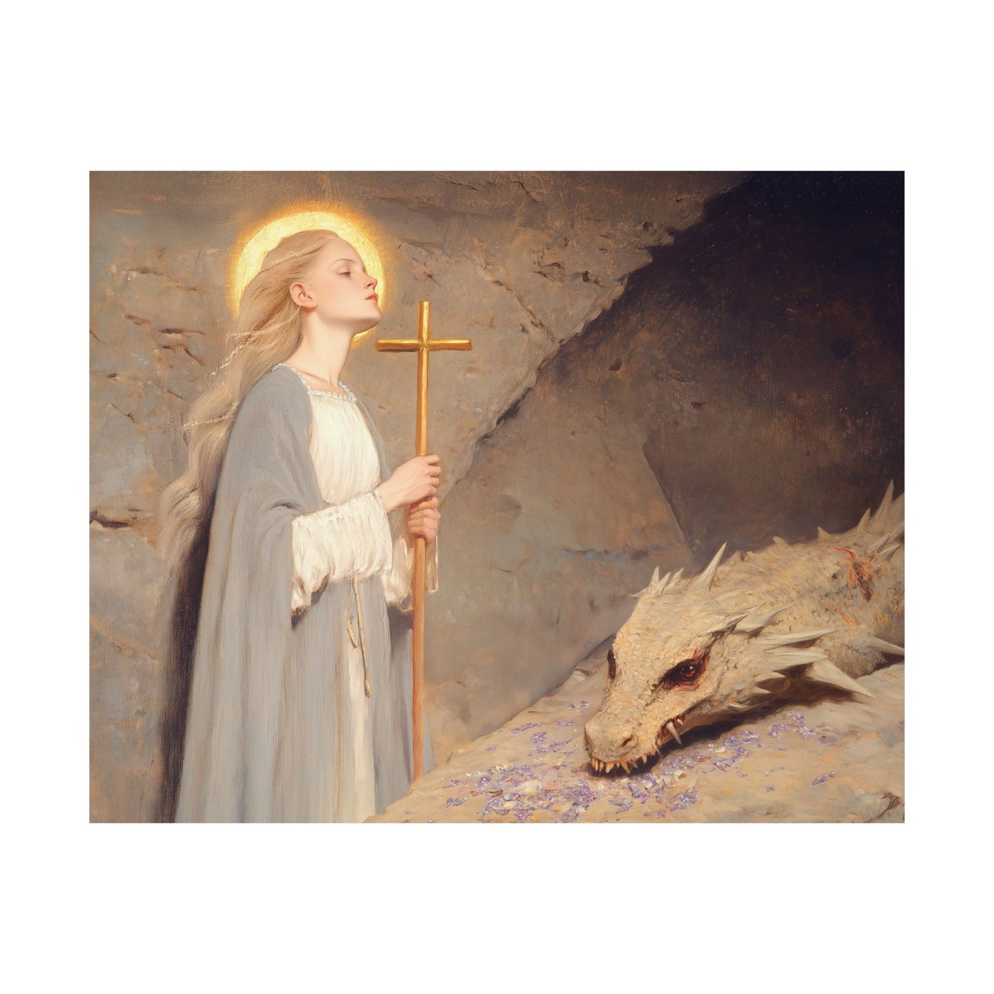 Saint Margaret of Antioch - Sanctified Souls Print - Multiple Sizes - Premium Posters - Catholic Art - Christian Home Decor Artwork