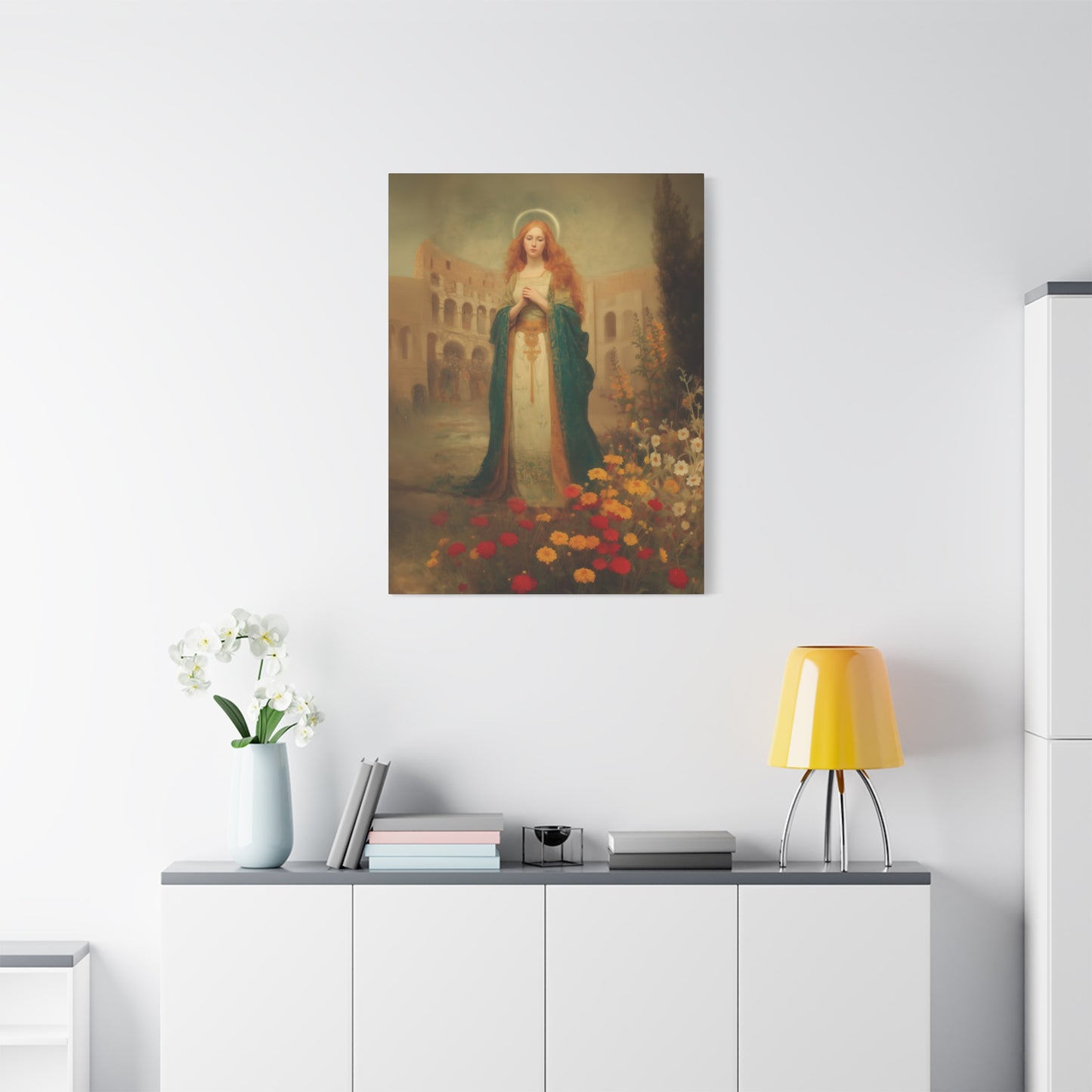 Saint Justina - Multiple Sizes - Catholic Home art - Museum Wrapped Canvas - Sanctified Souls Print - Catholic Martyr Art