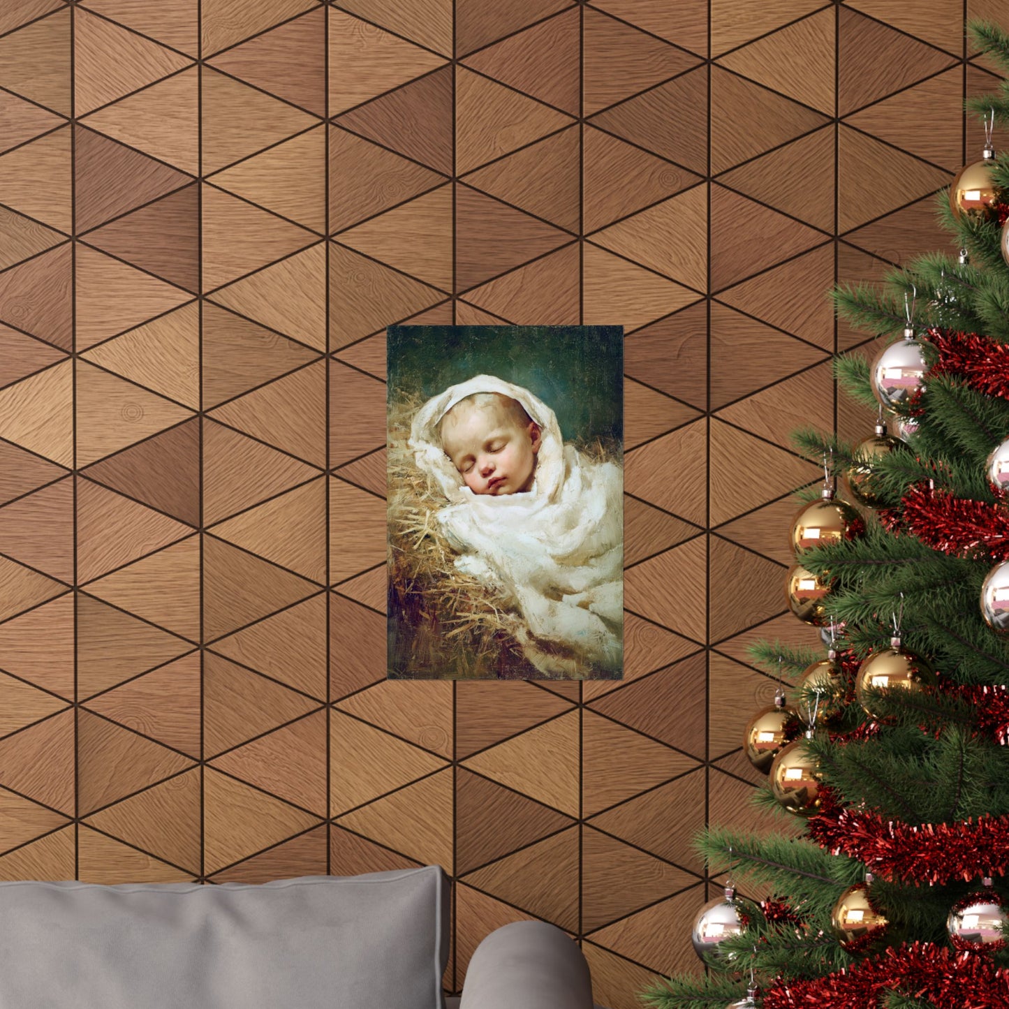 The Christ Child Resting in the Silence of the Manger - Sanctified Souls Print - Multiple Sizes - Premium Matte Vertical Posters
