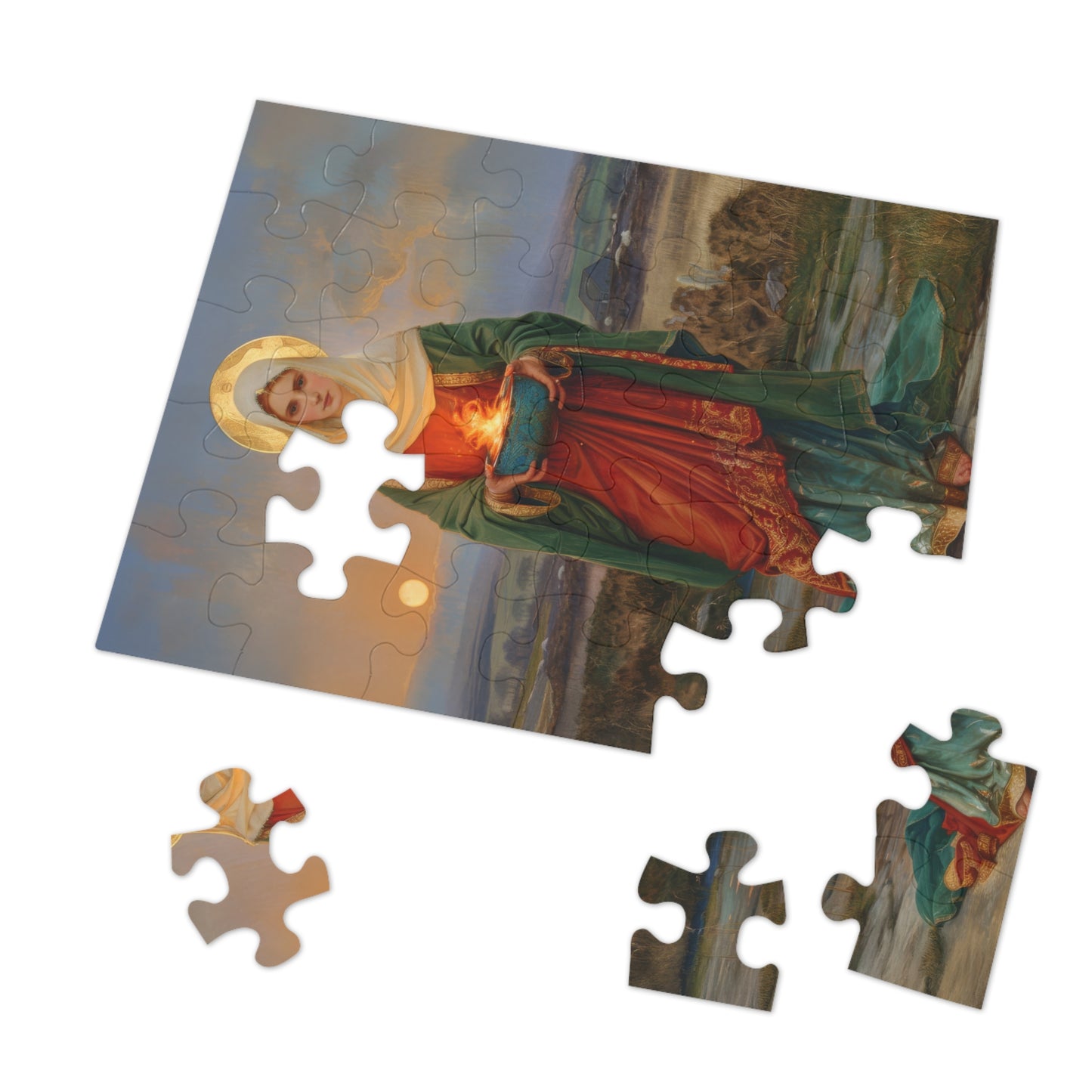 Saint Brigid of Ireland / Kildare - Puzzle and Keepsake Tin - Religious (30, 110, 252, 500,1000) - Religious Puzzle - Gifts for Catholics