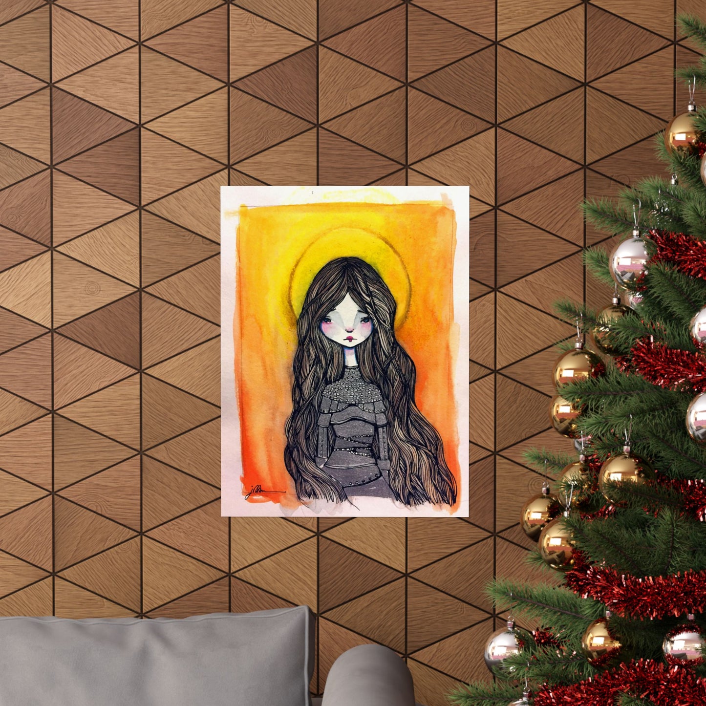 Saint Joan of Arc Poster Print - Hand-Drawn Catholic Art Print | Christian Devotional Wall Art | Sanctified Solocosmo Religious Poster