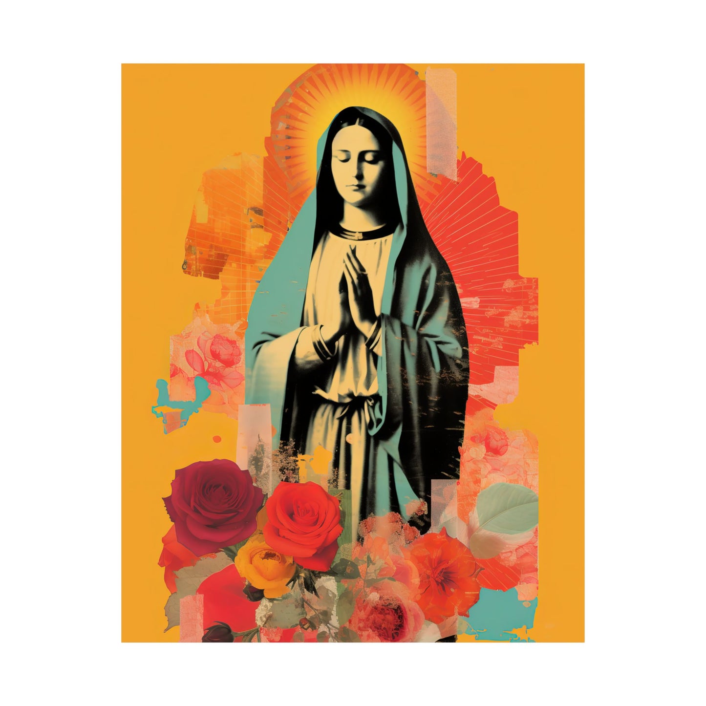 Roses of Tepeyac - Our Lady of Guadalupe   - Sanctified Souls Print - Multiple Sizes - Premium Matte Vertical Posters