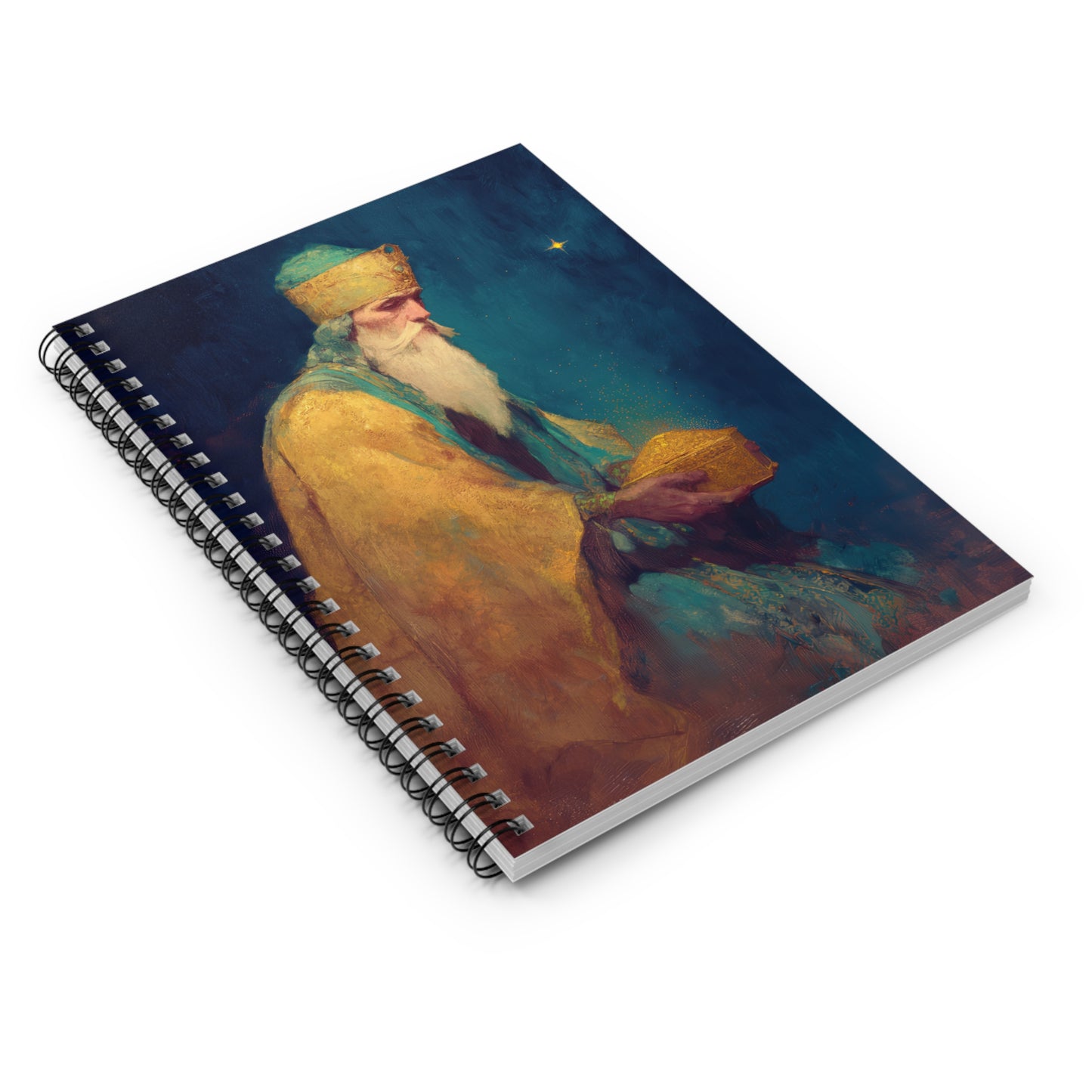 Caspar and the Offering of Worship - 3 Wise Men - Journal - Sanctified Souls Art - Religious Based Notebook - Spiral Notebook