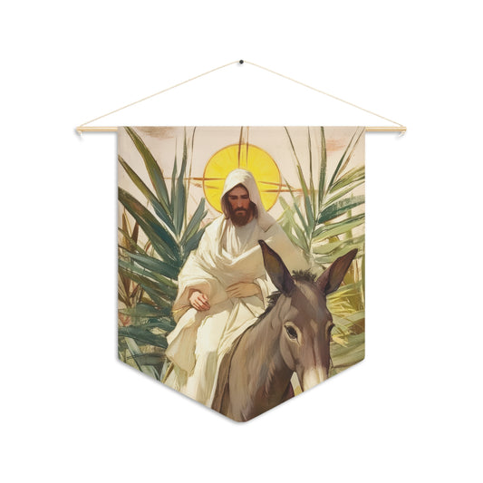 Benedictus Qui Venit (Blessed is He who comes) Pennant / Banner / Wall Hanging - Prayer room art - Catholic Home - 18" x 21"