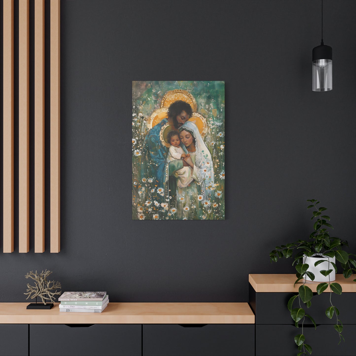 Sacred Sanctuary - Mary, Joseph, and the Infant Jesus  - Museum Wrapped Canvas - Sanctified Souls Print - Religious Art - The Holy Family