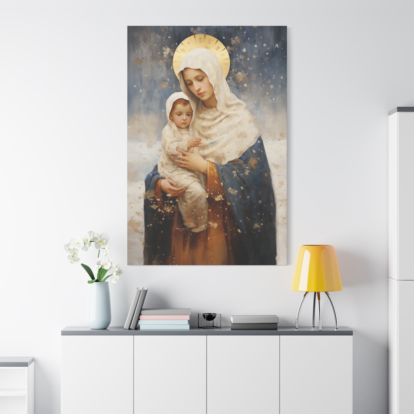 Winter's Grace : Our Lady of the Snows Canvas Print - Multiple Sizes - Catholic Home art - Gallery Wrapped Canvas - Sanctified Souls Print