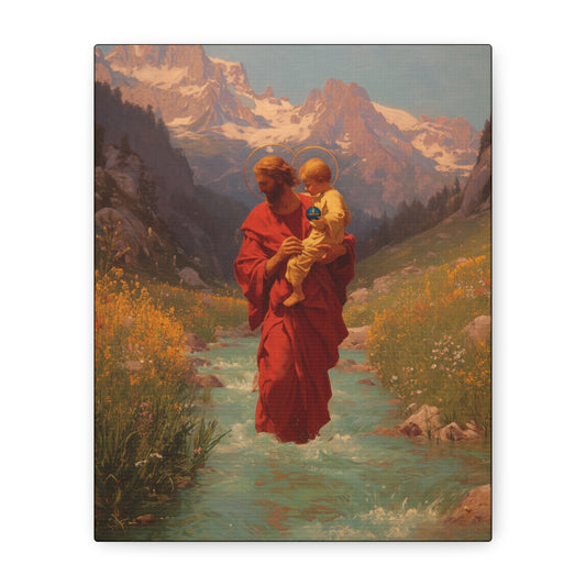 Saint Christopher  - Museum Wrapped Canvas - Sanctified Souls Print - Religious Art for your Home