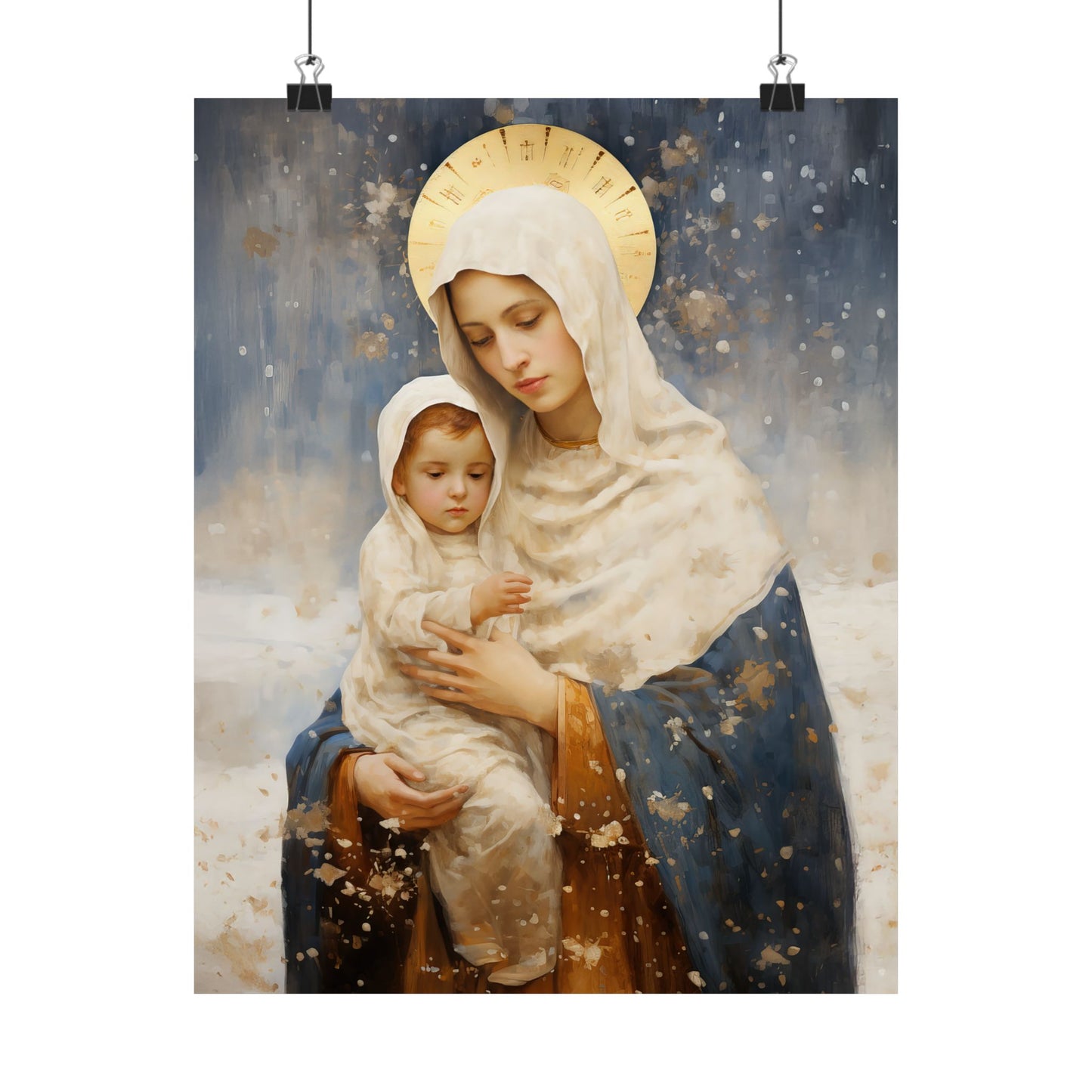 Winter's Grace : Our Lady of the Snows Print - Sanctified Souls Print - Multiple Sizes - Premium Matte Vertical Posters