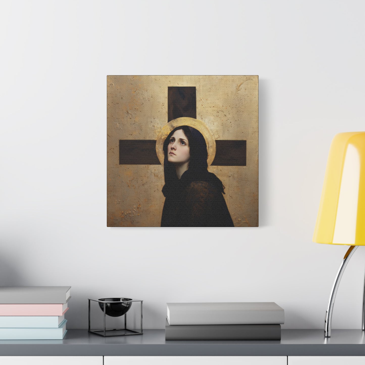 Our Lady of the Cross - Mother Mary  - Our Lady of the Crucifix - Marian Art - Gallery Wrapped Canvas - Print - Catholic Art Print