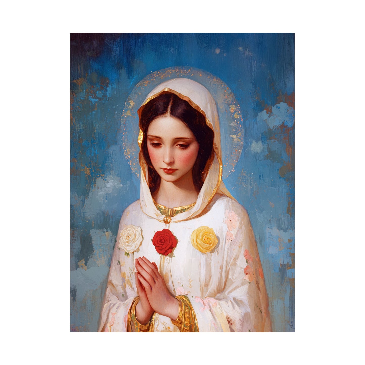 Rosa Mystica - Mystical Rose - Mother Mary - Marian Art - Sanctified Souls Print - Multiple Sizes - Premium Vertical Posters