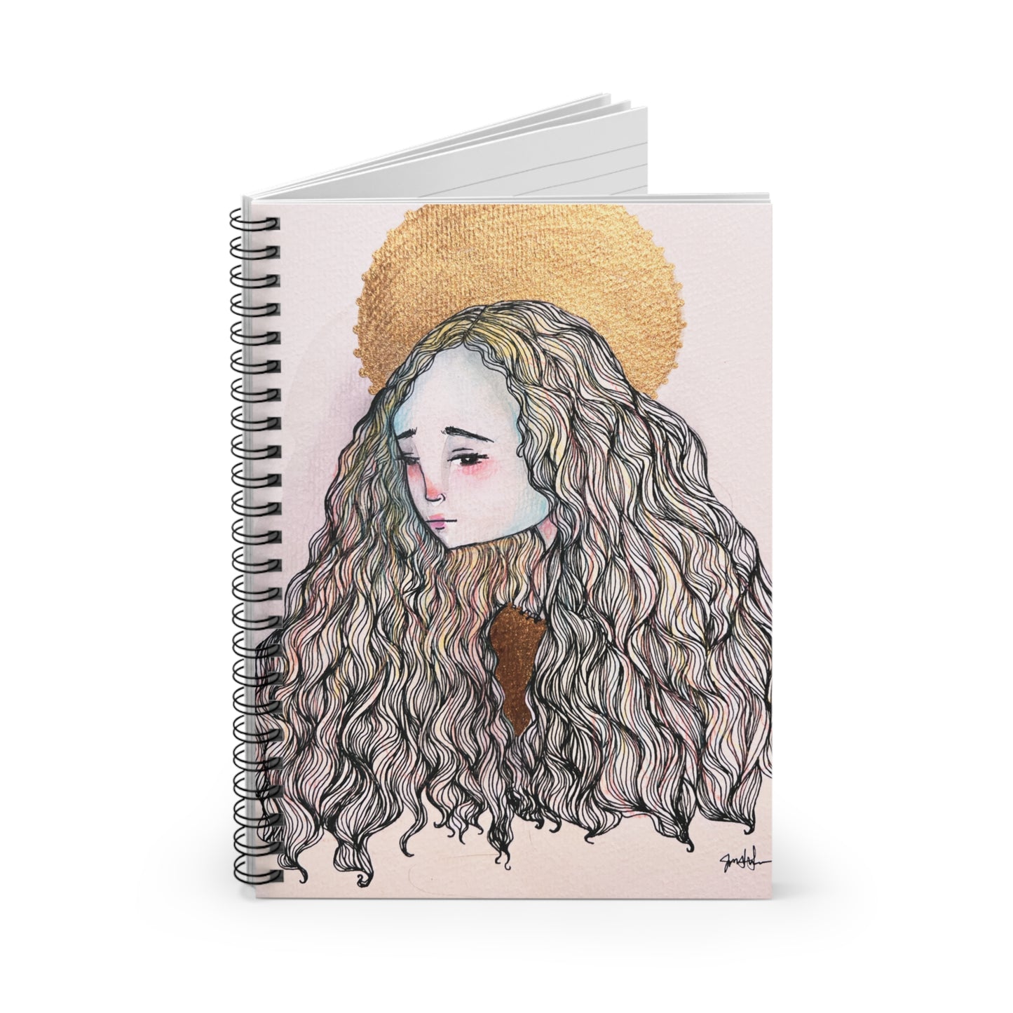 Saint Philomena Lined Journal - Hand-Drawn Catholic Art - Spiral Notebook | Christian Prayer Journal | Religious Journal