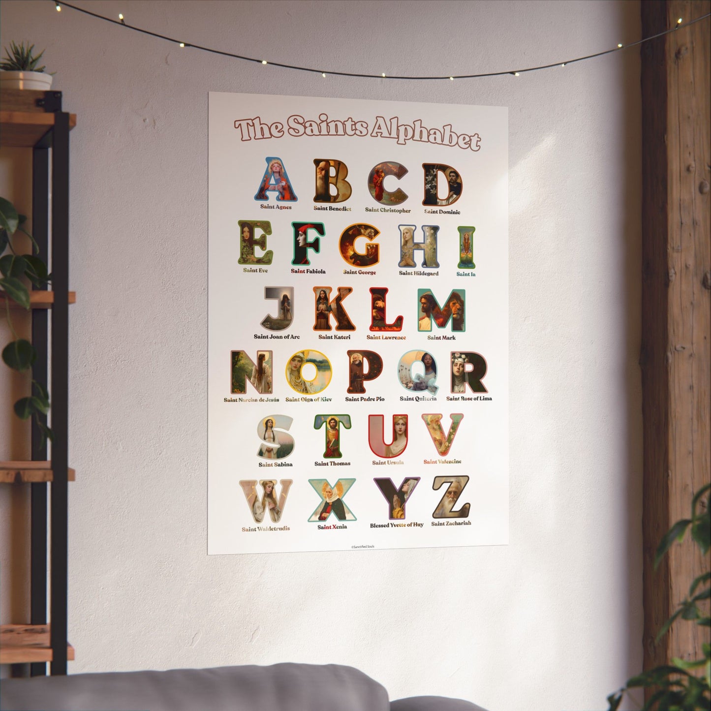 Catholic Saints ABC Print - Alphabet Poster - A to Z Saints Wall Art - Catholic Saints Chart- Classroom / Homeschool - Saints of the Church