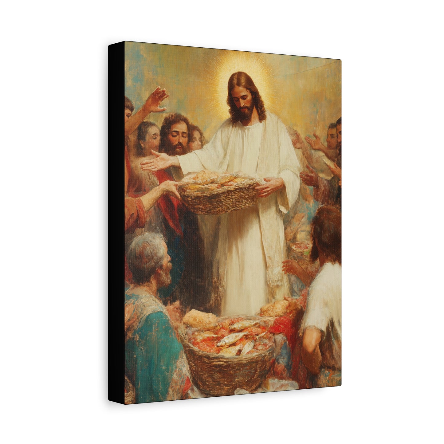 The Quiet Multiplication of Love : Loaves and Fishes - Gallery Wrapped Canvas - Print - Religious Art for your Home - Catholic Art