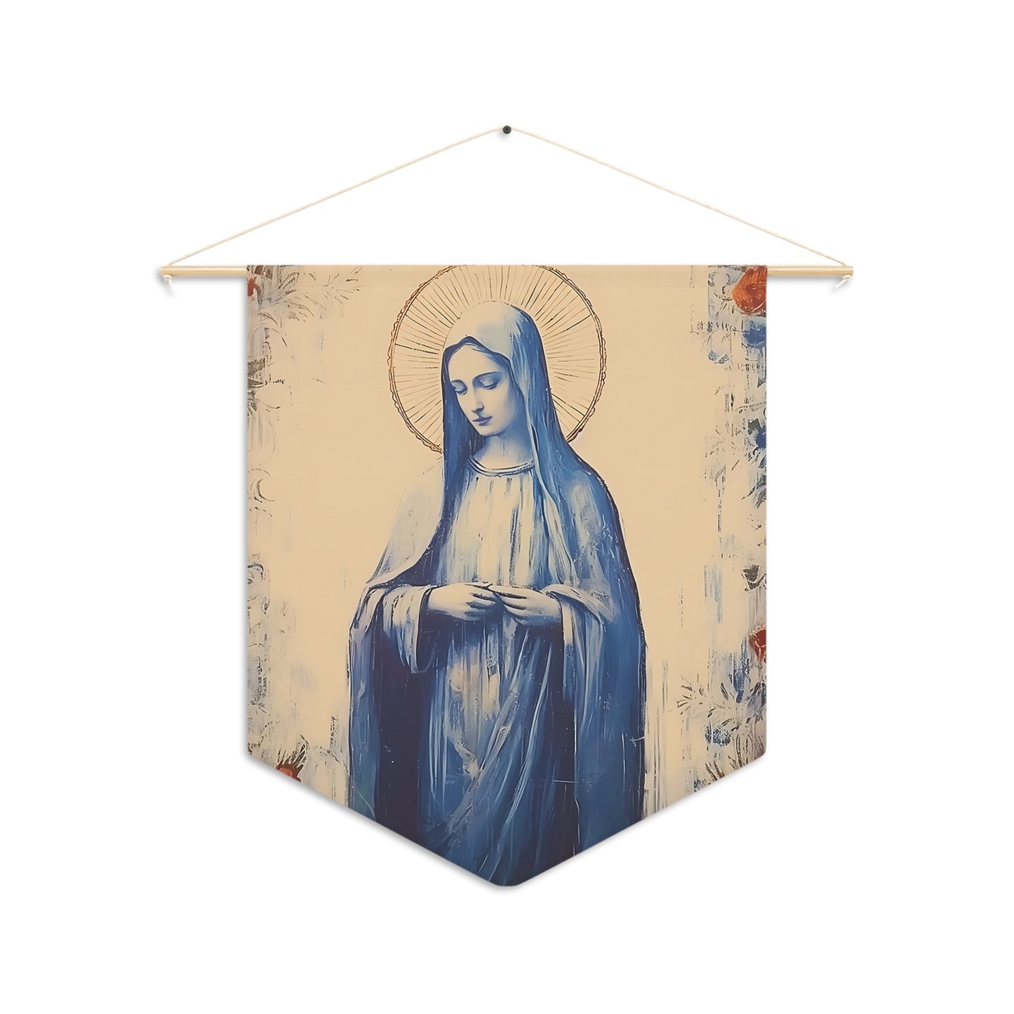 Mary the Blessed Virgin Wall Banner / Wall Hanging - Mother Mary Art - Nursery room print - Religious Large Art Print - 18" x 21"