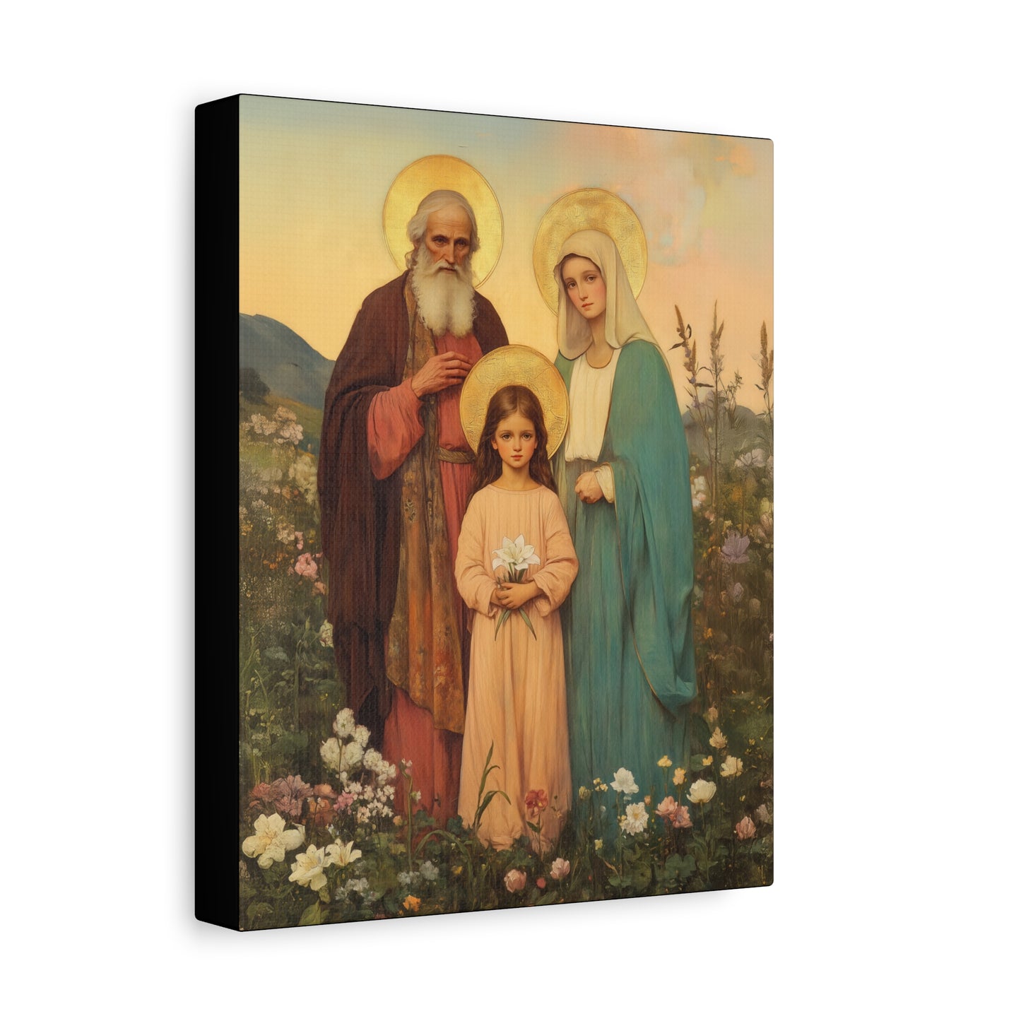 Saints Joachim and Anne with Young Mary - Gallery Wrapped Canvas - Print - Religious Art for your Home - Catholic Art