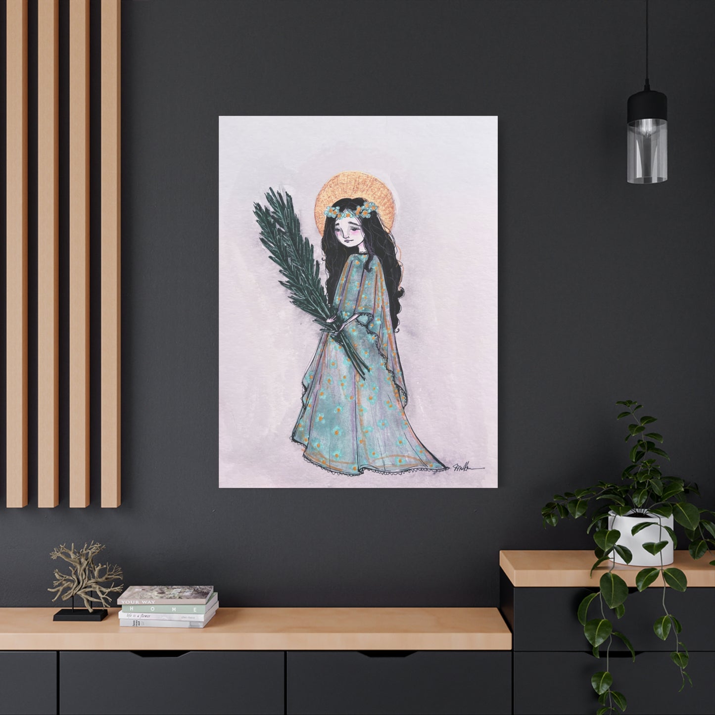 Saint Faith Canvas Print - Hand-Drawn Art - Catholic Print | Faith Hope and Charity Sacred Art | Sanctified Solocosmo Religious Artwork