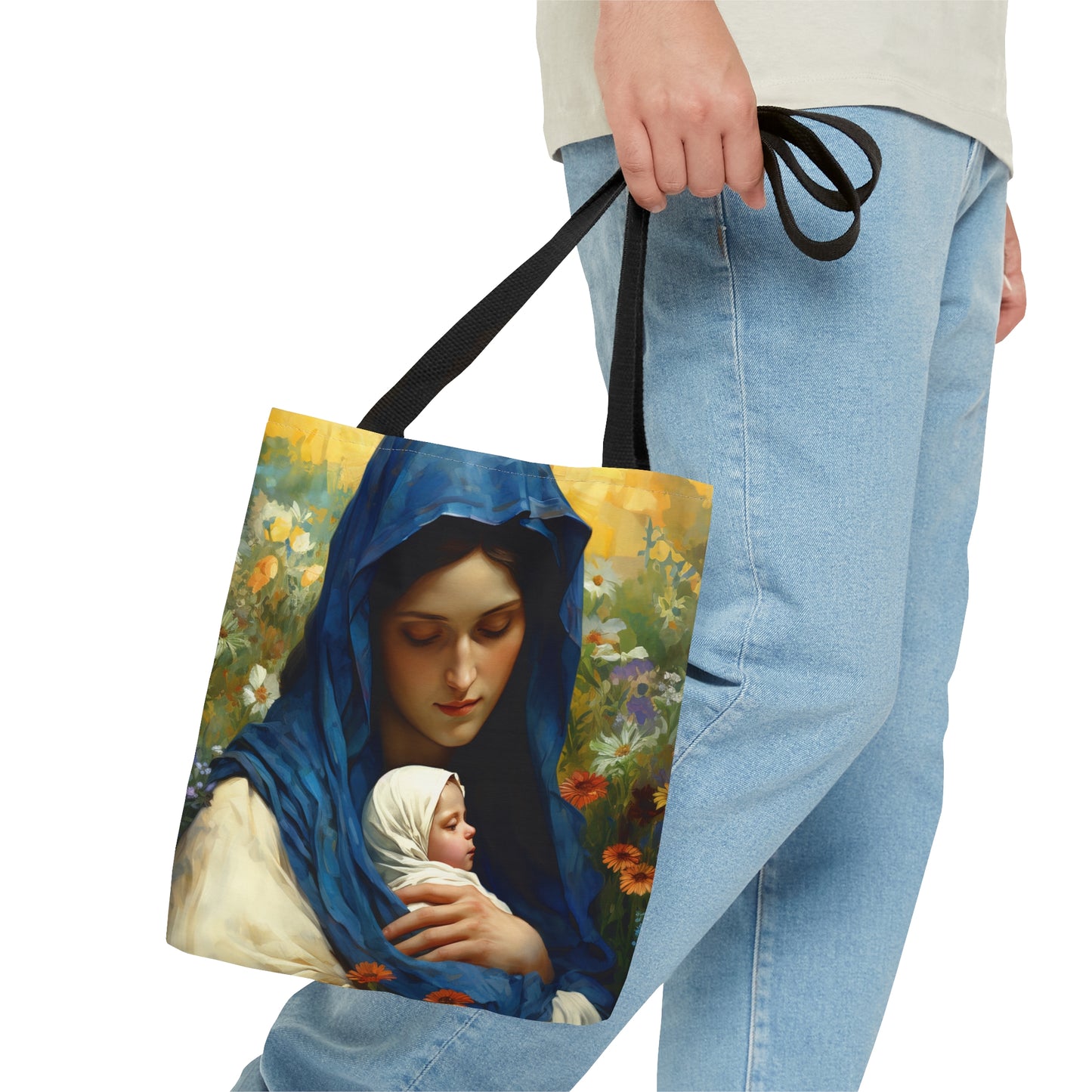 Graceful Maternity : The Virgin Mary and the Infant Savior Tote Bag - Catholic faith inspired carry-all purse - day to day bag Double Sided