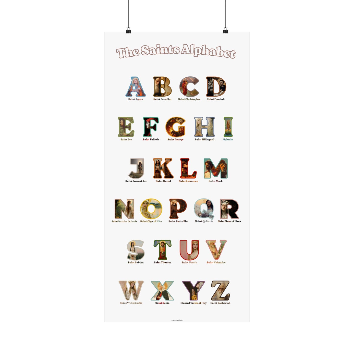 Catholic Saints ABC Print - Alphabet Poster - A to Z Saints Wall Art - Catholic Saints Chart- Classroom / Homeschool - Saints of the Church