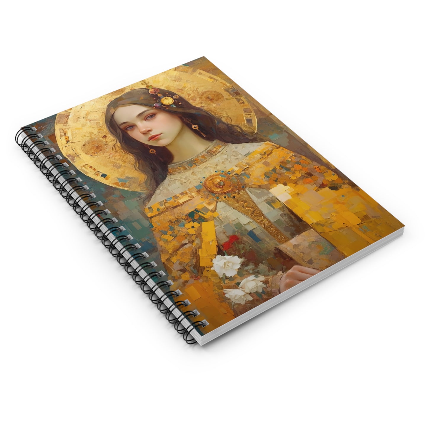 Saint Dymphna Journal - Sanctified Souls Art - Religious Based Notebook - Spiral Notebook - Ruled Line