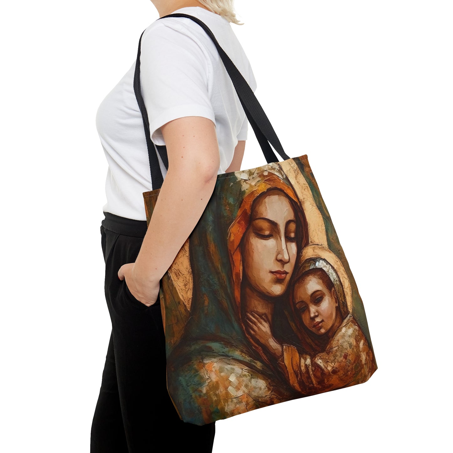 Mother's Blessing - Virgin Mary and the Christ Child Tote Bag - Large Medium Small Faith Art Bag - Re usable Tote Purse - Catholic Art Bag