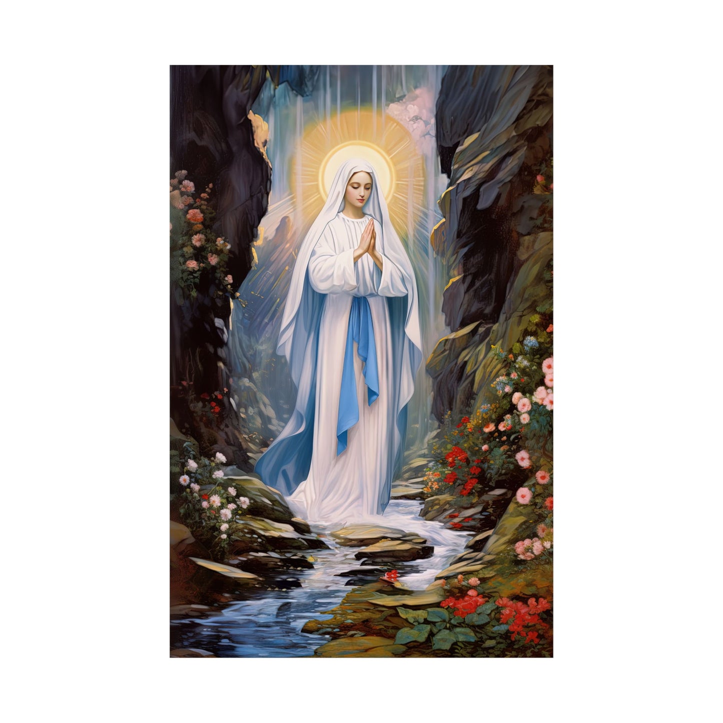 Our Lady of Lourdes - Sanctified Souls Print - Multiple Sizes - Premium Matte Vertical Posters