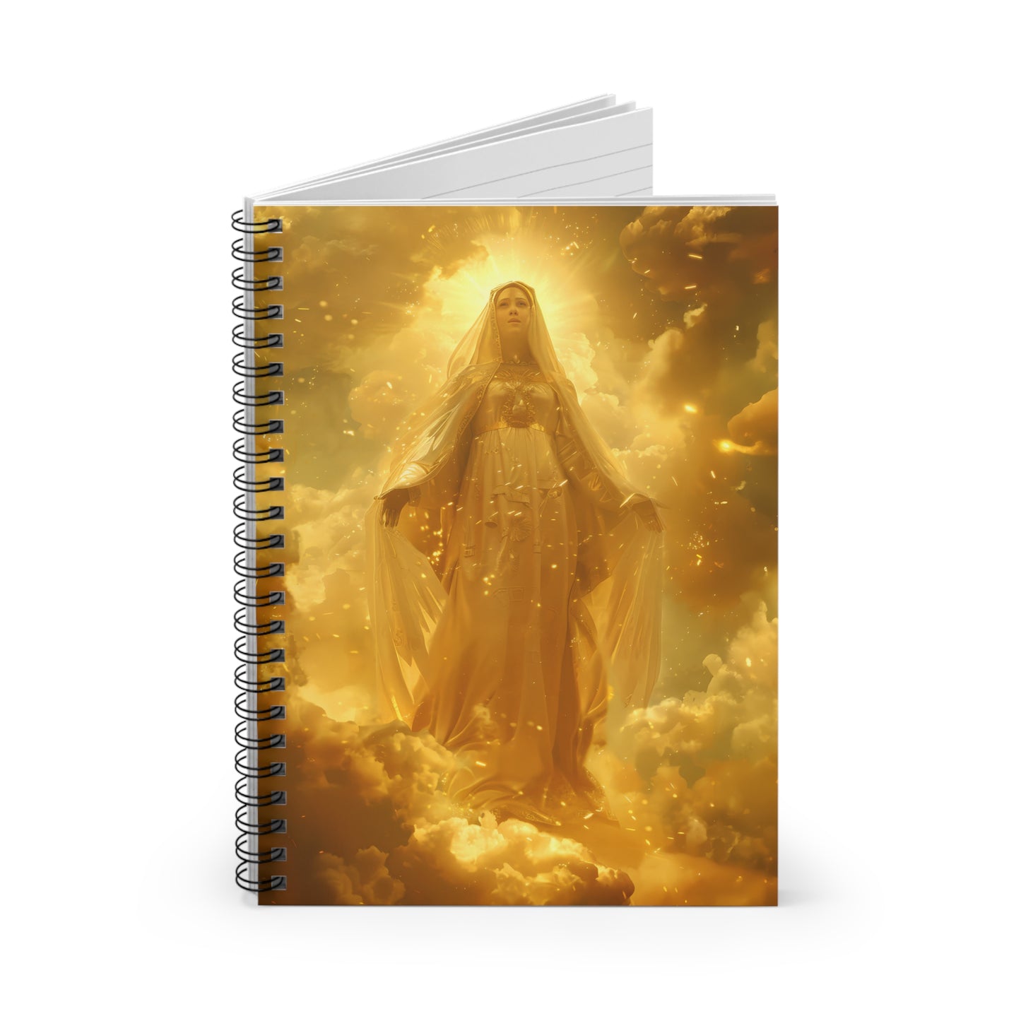 Virgin Mary - Mystical Sun - Golden Mary - Sanctified Souls Art - Religious - Spiral Notebook - Ruled Line - Catholic Religious art