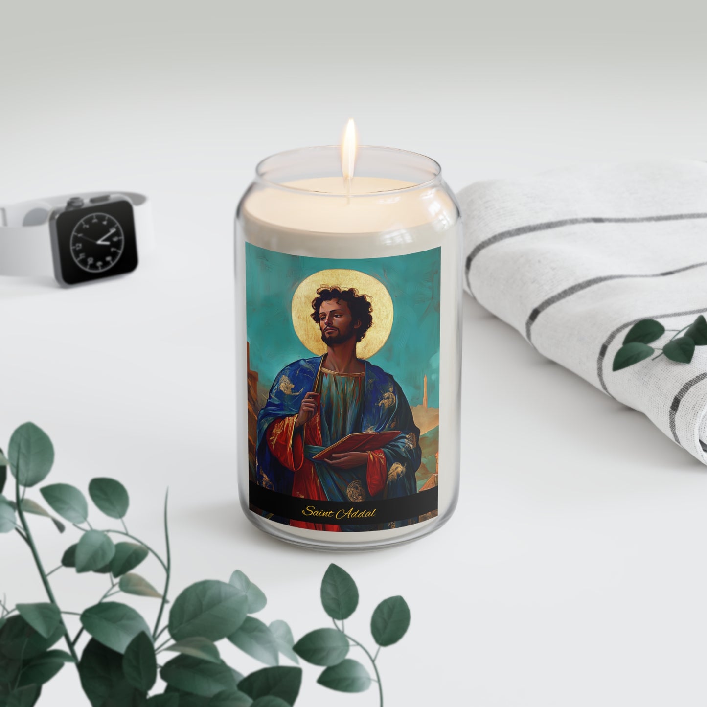 Saint Addal - Scented Prayer Candle, 13.75oz -  Candle - Catholic Art - prayer room Scented Candle - Religious Saint Art