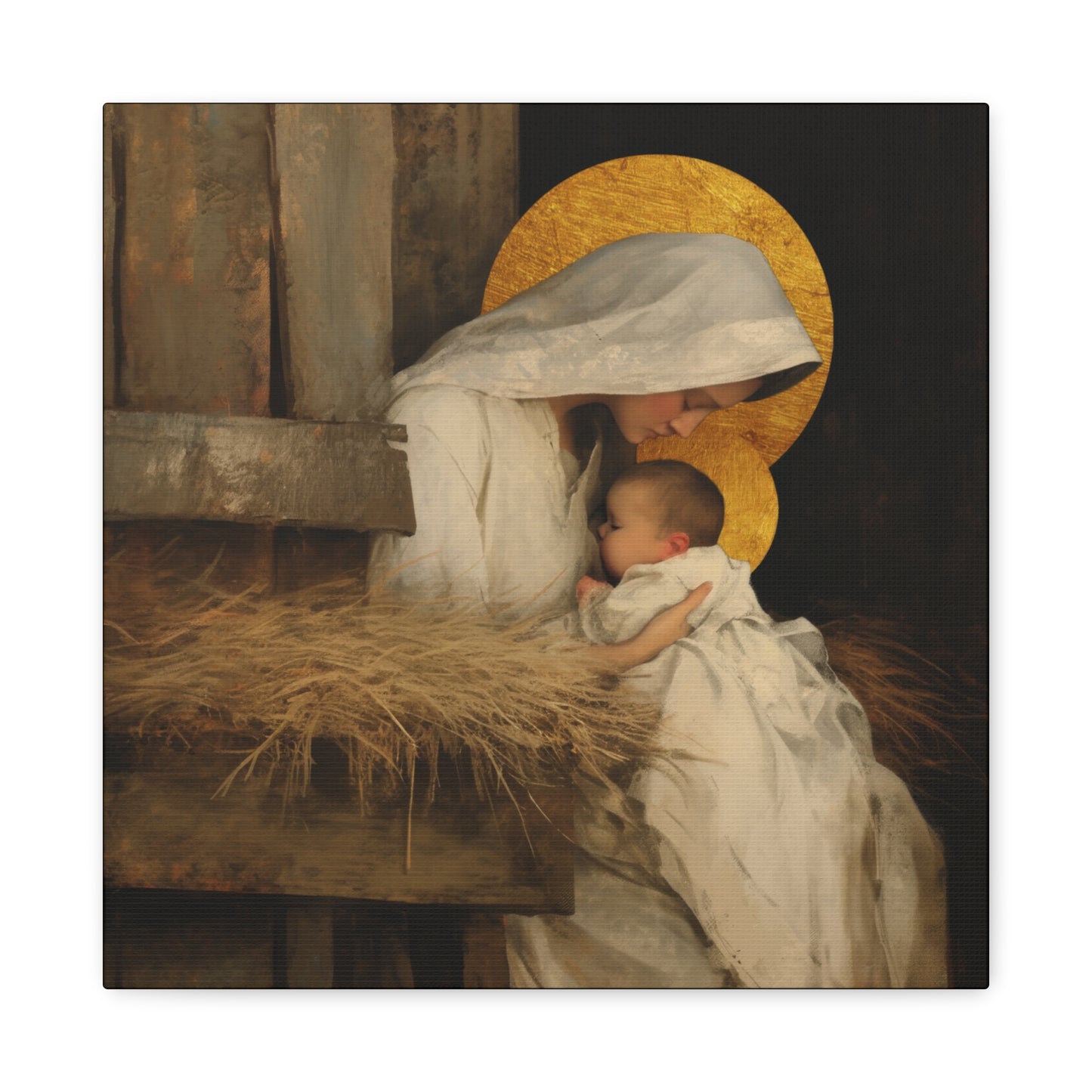 Our Lady of the Manger - Mother Mary and the Christ Child - Gallery Wrapped Canvas - Print - Religious Art for your Home - Catholic