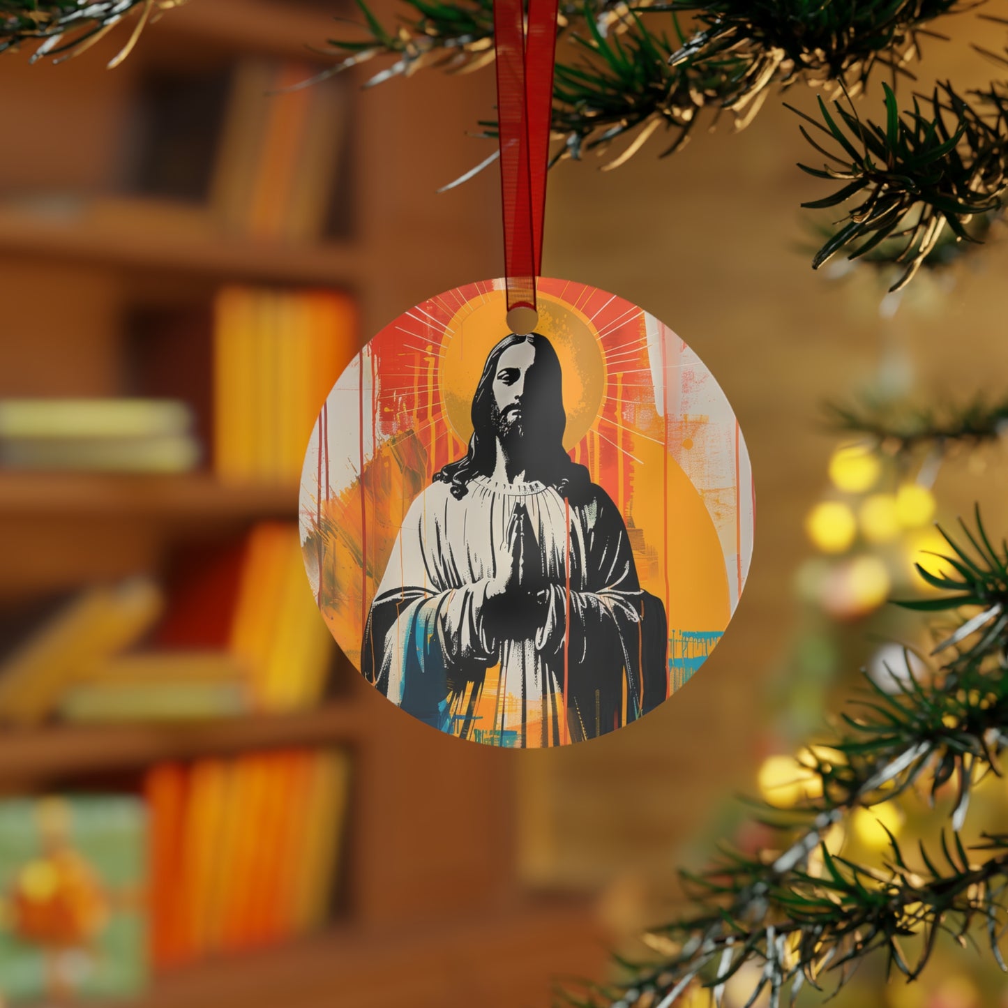 Jesus, King of Peace and Light Metal Ornament - Religious Holiday Christmas Ornament and Keepsake - Catholic Keepsake
