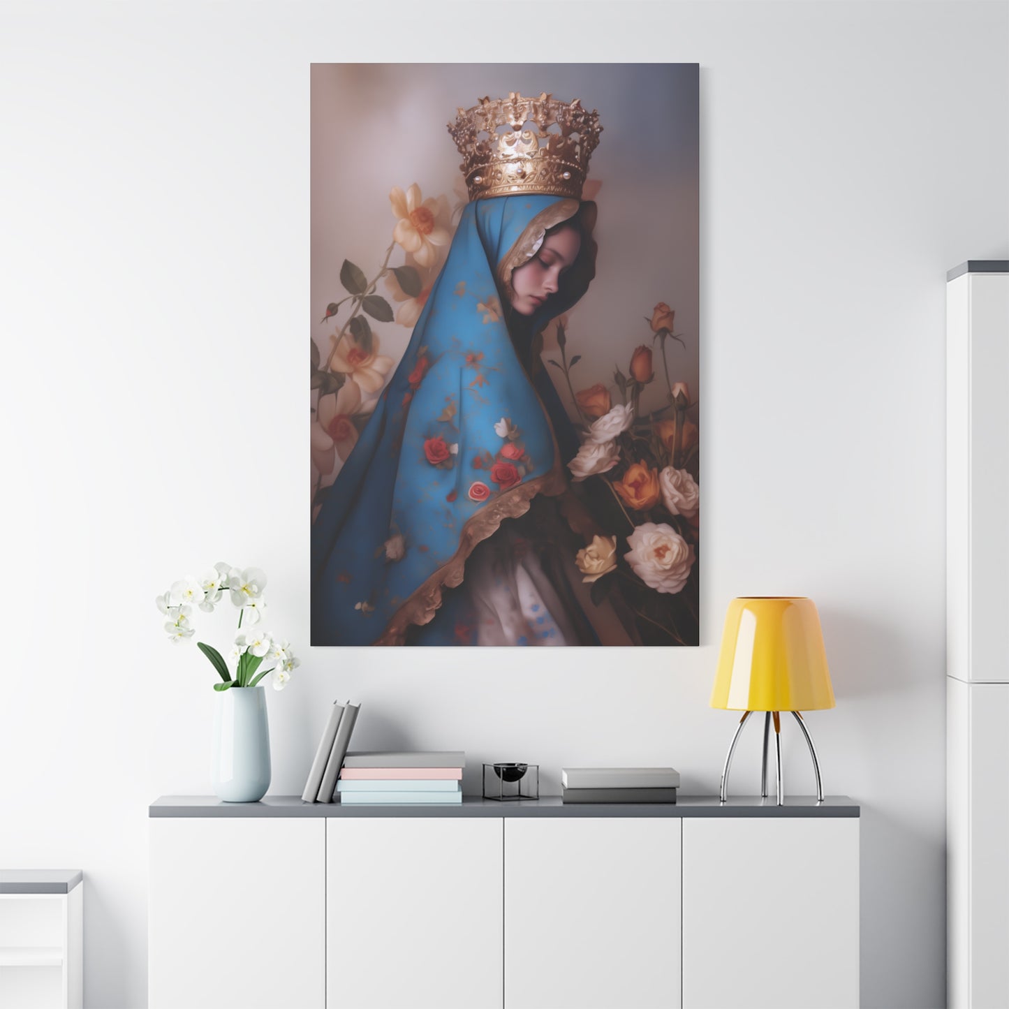 Our Lady of the Roses - Gallery Wrapped Canvas - Print - Religious Art for your Home - Catholic Art