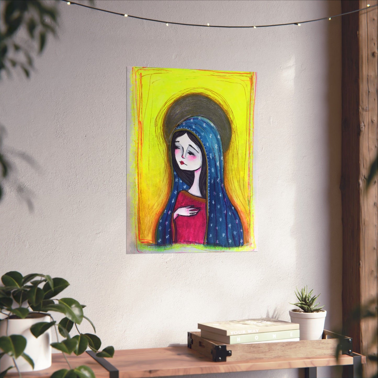 Our Lady of Guadalupe Poster Print - Hand-Drawn Catholic Art Print | Marian Devotional Wall Art | Sanctified Solocosmo Religious Poster