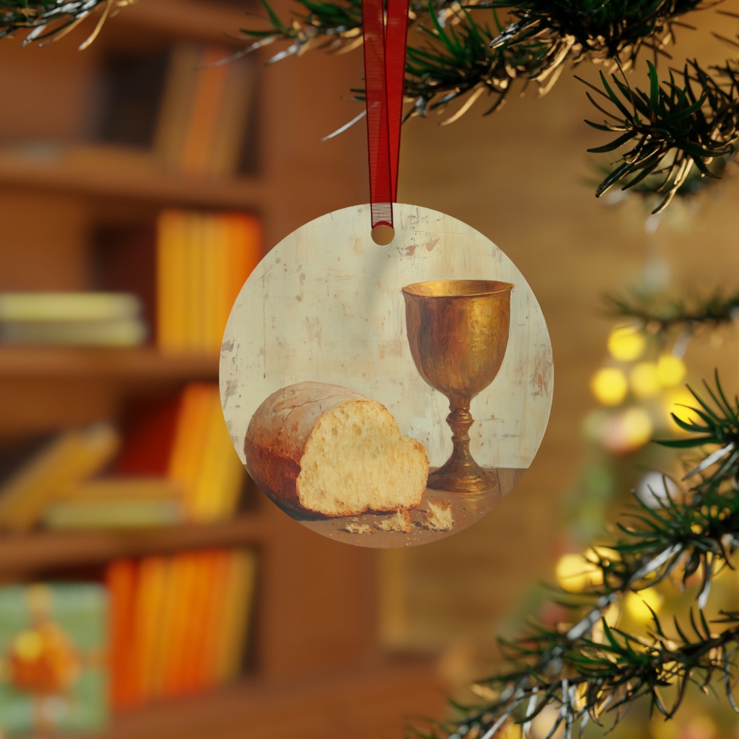 Cup of Sorrows, Bread of Life - Religious Holiday Christmas Ornament and Keepsake - Double sided Keepsake
