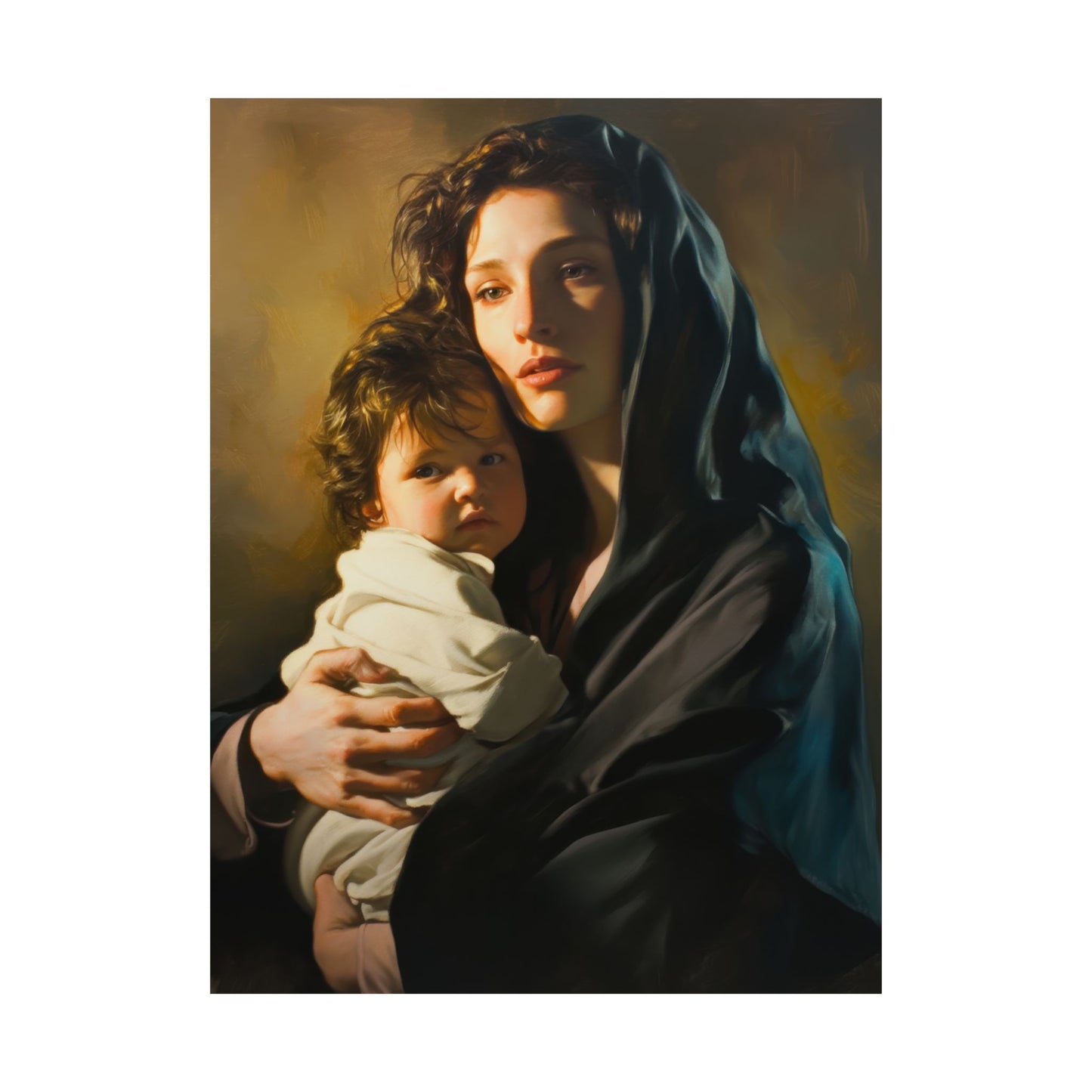 A mother's Gentle Embrace - Mary and The Christ Child - Sanctified Souls Print - Multiple Sizes - Premium Posters - Catholic Art - Christian