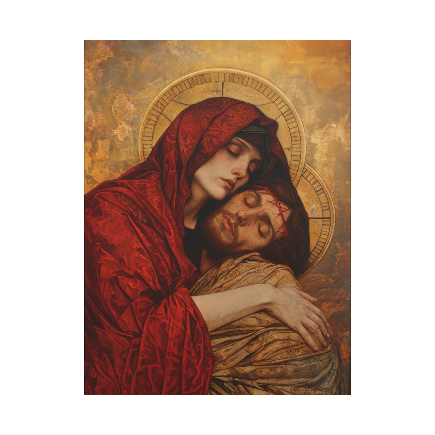 Eternal Sorrow - Mary's Mourning Beneath the Cross - Museum Wrapped Canvas - Print - Religious Art for your Home - Christian print