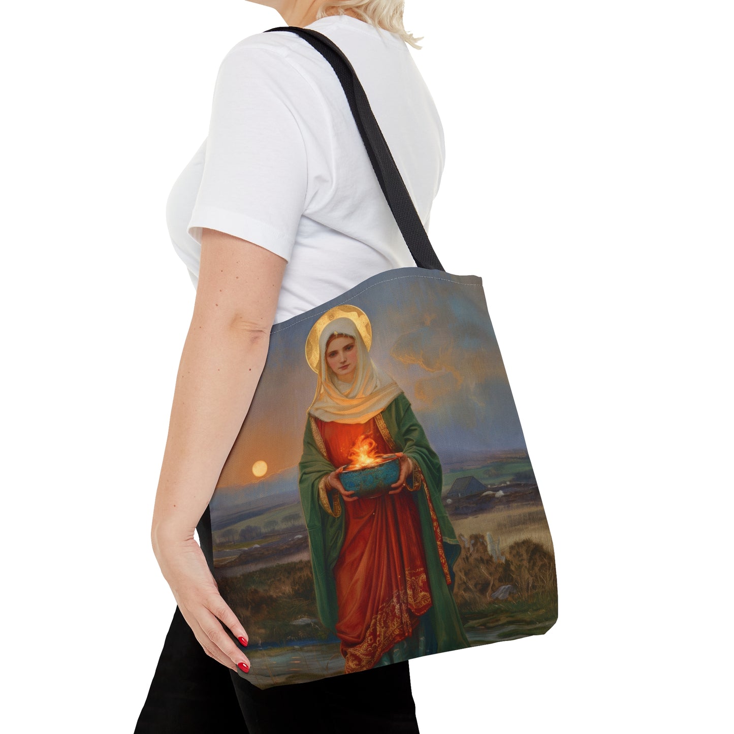 Saint Brigid of Ireland / Kildare Tote Bag - Large Medium Small Faith Art Bag - Catholic Faith Purse - Religious - Prayer Bag - Devotional