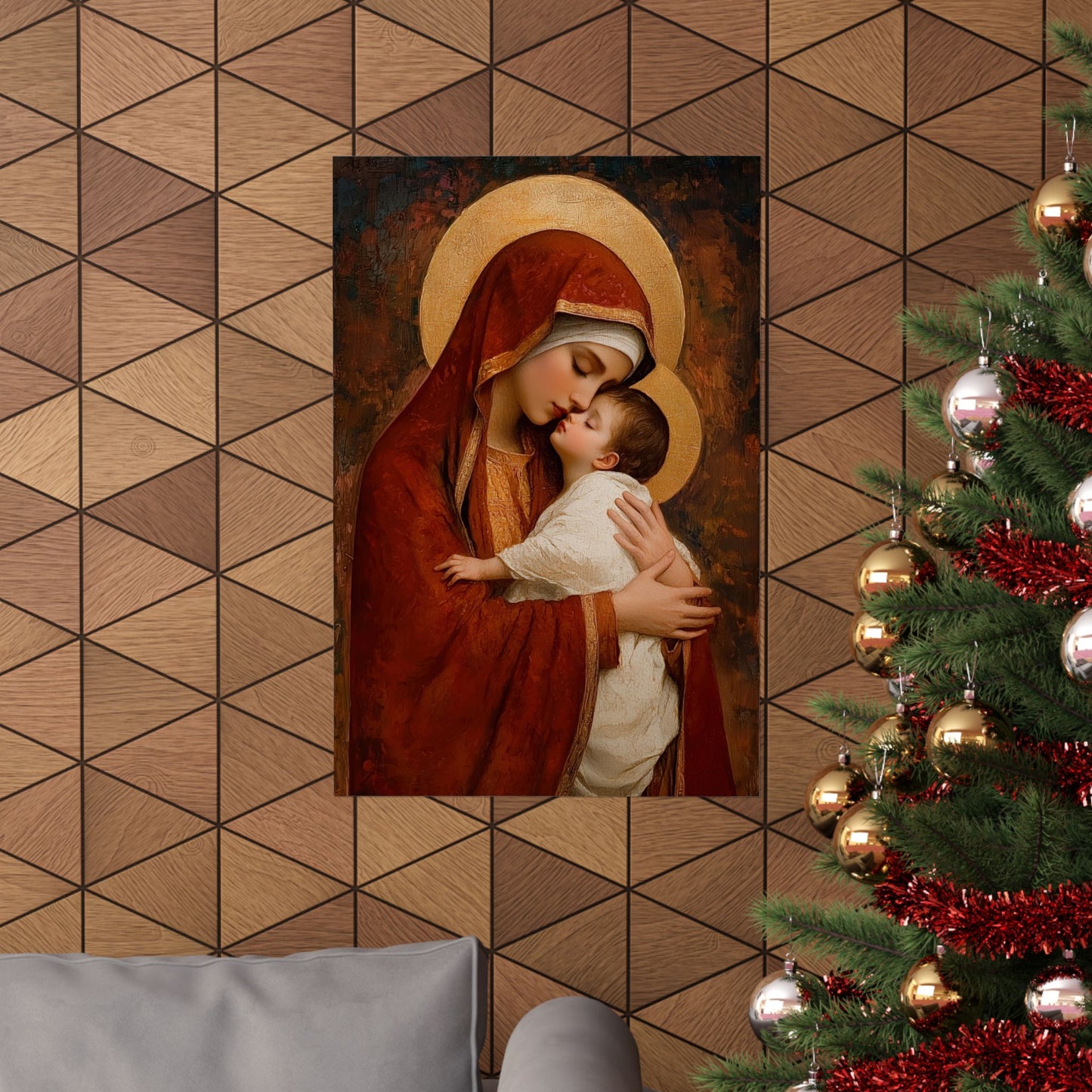 Our Lady of Tenderness - Mother Mary and the Christ Child - Marian Art - Sanctified Souls Print - Multiple Sizes - Premium Vertical Posters