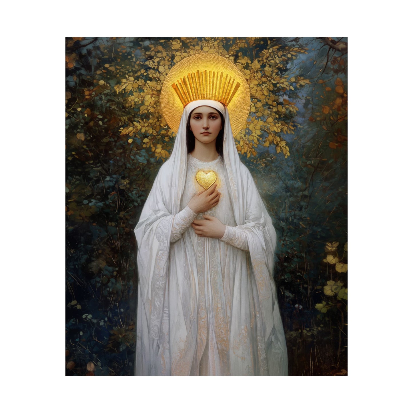 Our Lady of Beauraing - Our Lady of the Golden Heart - Marian Art - Sanctified Souls Print - Multiple Sizes - Premium Vertical Posters
