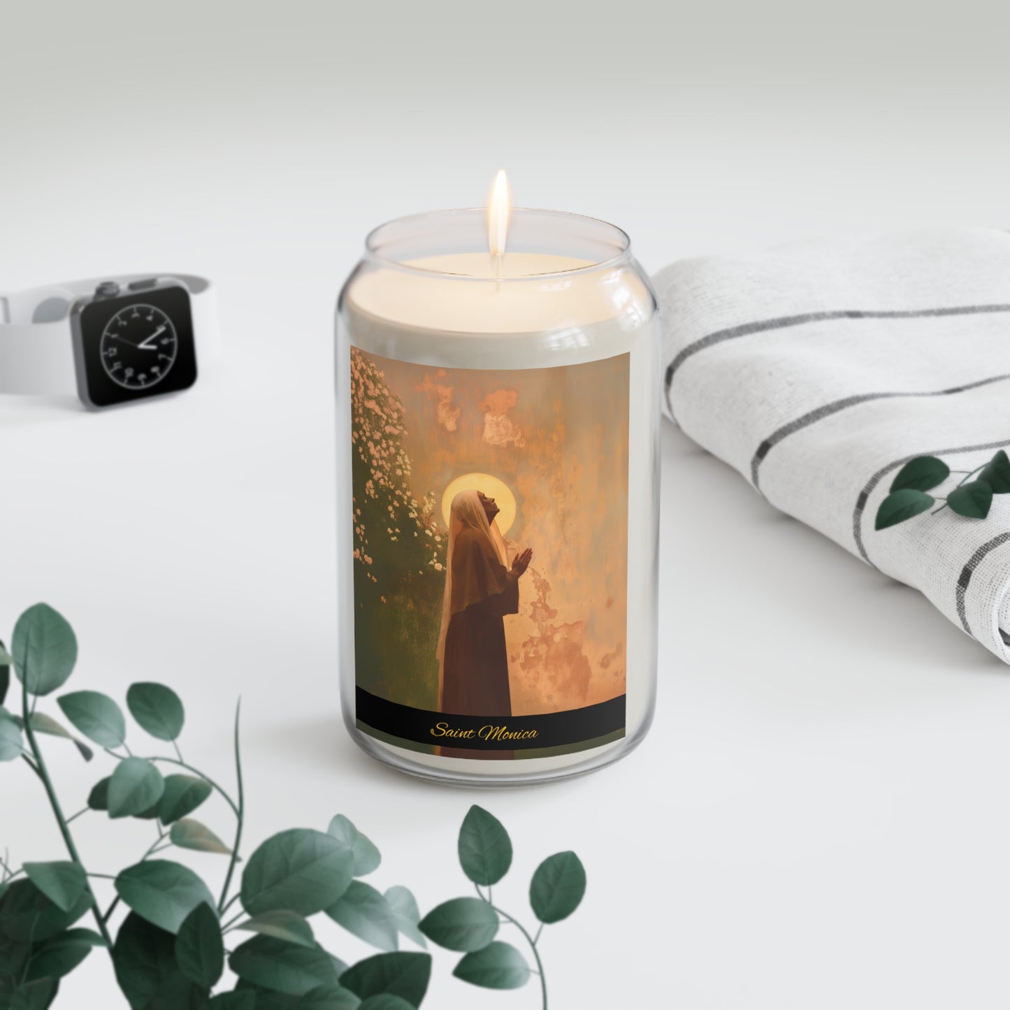 Saint Monica - Scented Prayer Candle, 13.75oz -  Candle - Catholic Art - prayer room Scented Candle - Religious Saint