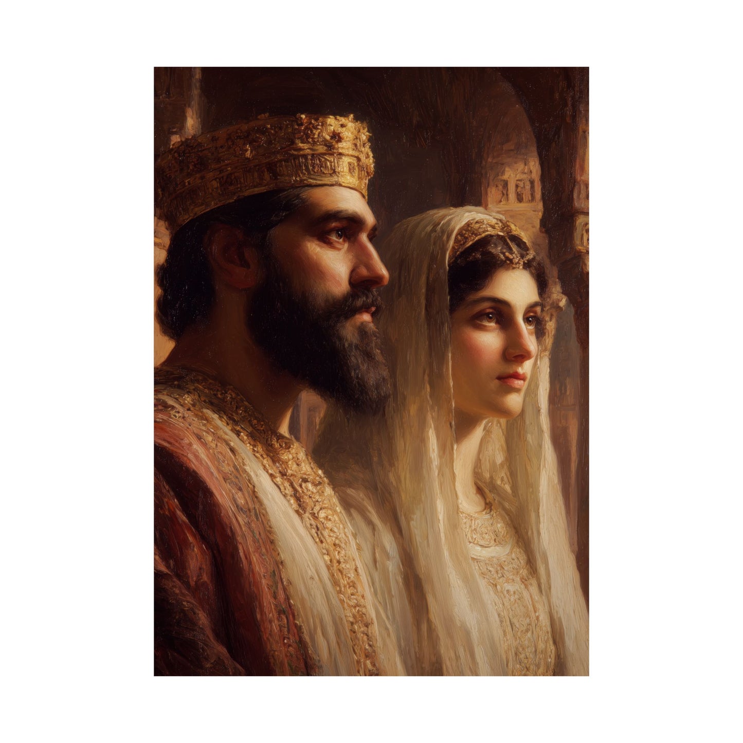 King Xerxes and Queen Esther - Sanctified Souls Print - Multiple Sizes - Premium Matte Vertical Posters