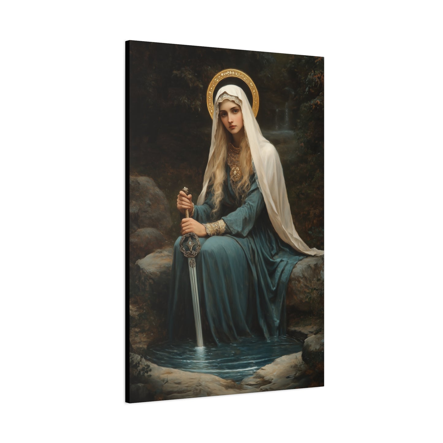 Saint Winifred - Museum Wrapped Canvas - Print - Religious Art for your Home - Christian print - Prayer Room Art - Catholic