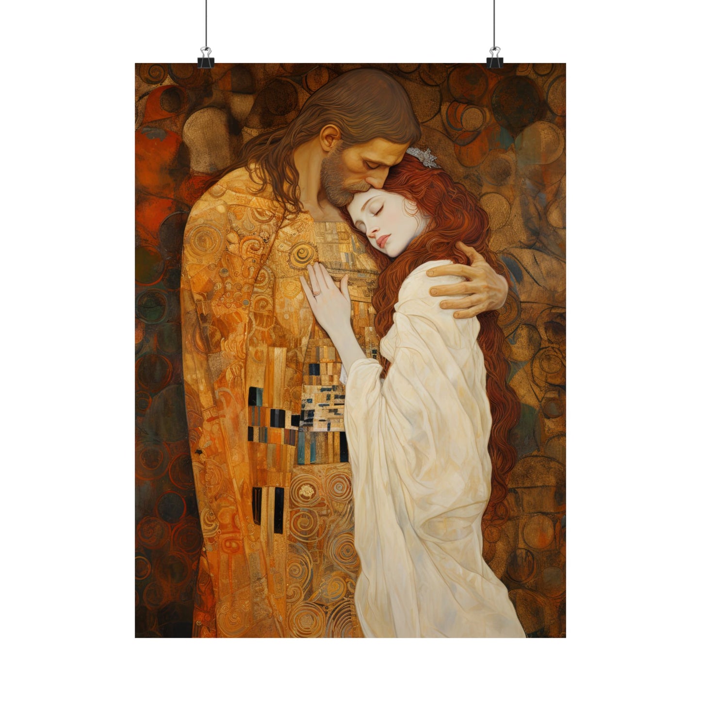 Transcendent Devotion: Christ Embracing Mary Magdalene Print - Based on The Kiss - Sanctified Souls Print - Premium Matte