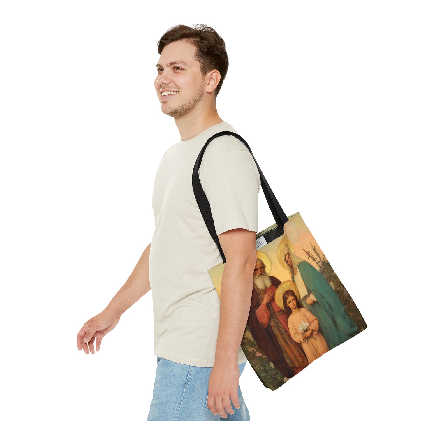 Saints Joachim and Anne with Young Mary - Tote Bag - Large Medium Small Faith Art Bag - Catholic Faith Purse