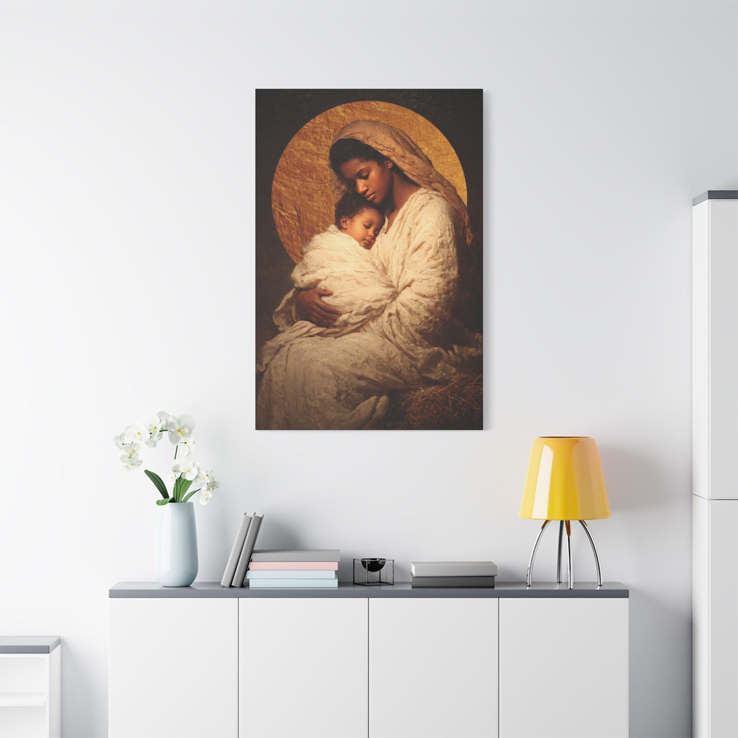 Our Lady of the Manger - Mother Mary and the Christ Child - Gallery Wrapped Canvas - Print - Religious Art for your Home - Catholic