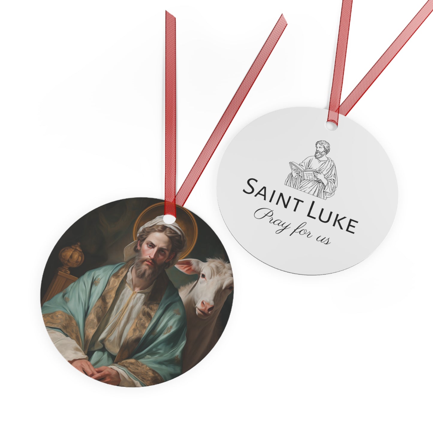 Saint Luke the Evangelist - Religious Holiday Christmas Ornament and Keepsake - Double sided Religious Ornament