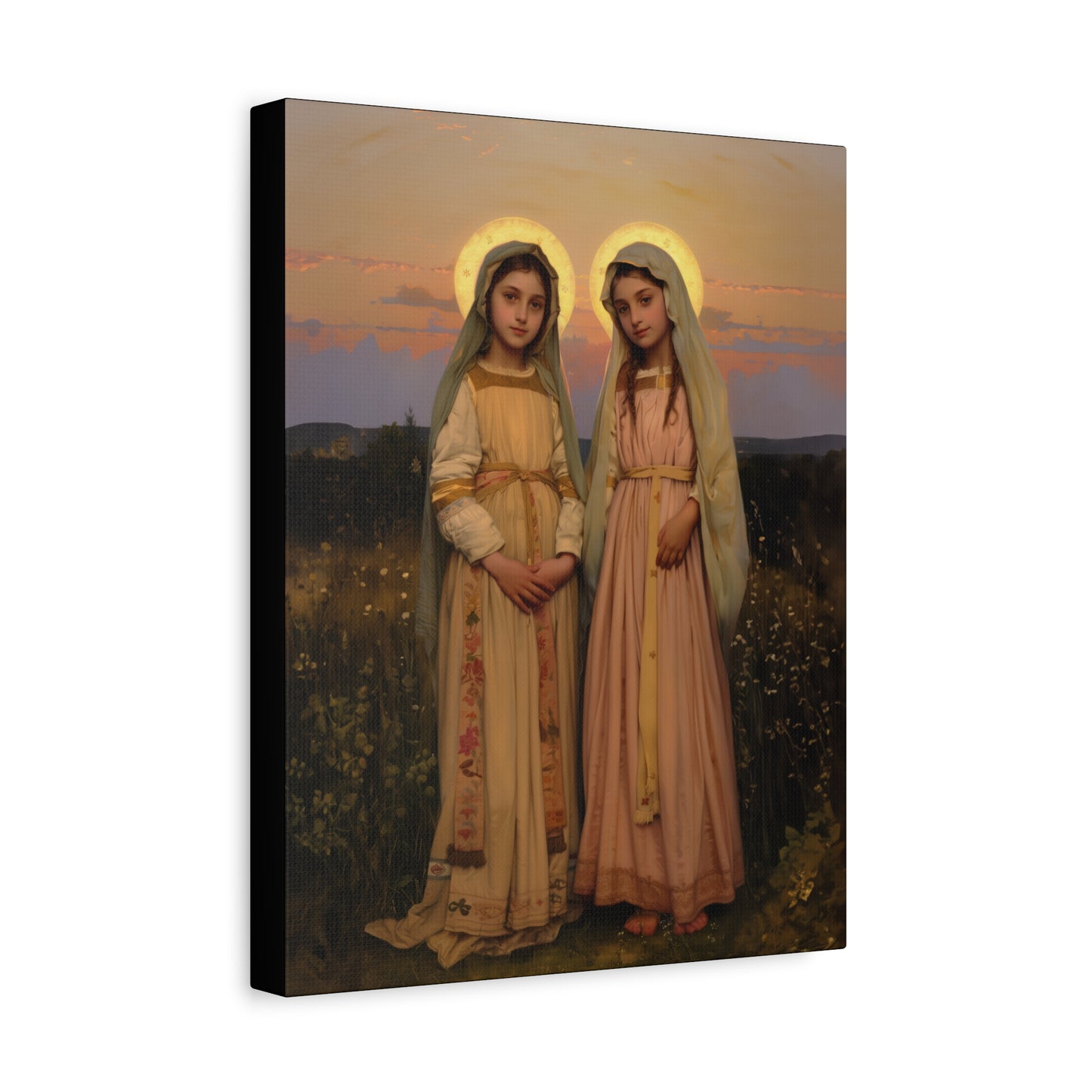 Saints Nunilo and Alodia - Museum Wrapped Canvas - Print - Religious Art for your Home - Christian print - Prayer Room Catholic Saint